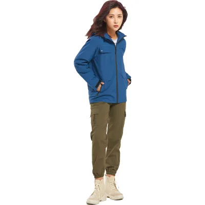 Wholesale Blue Softshell Windbreaker Jacket Lightweight and Water Resistant 100% Polyester Windproof for Winter Outdoor Use