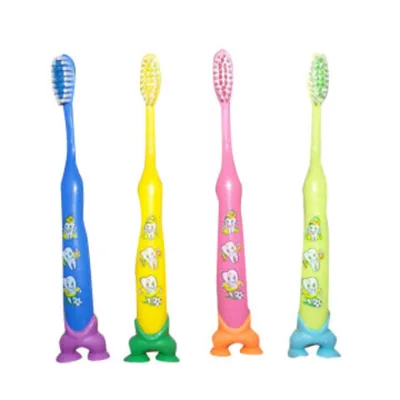 Children's Toothbrush with Suction Bottom, Available in Various Colors