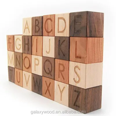 custom Laser engraved wood blocks for kids