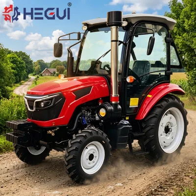 Small Four-wheeled Agricultural Tractor with Closed Cab, Steering Wheel Agricultural Tractor for Farming