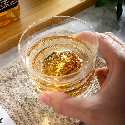 Lion-Shaped Base Creative Crystal Glass Belted Lion Whiskey Cup Open Mouth High Aesthetic Value Suitable Home Bars Liquor Cup