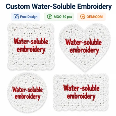 Factory Price Custom Water Soluble Embroidery Patches Personalized Floral Lace Appliques for Wedding Gowns Apparel Bulk Buy
