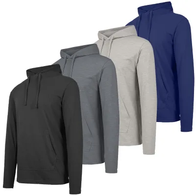 Men's Vintage Solid Autumn Eco-Friendly Breathable Knitted Cotton Loose Fit Lightweight Casual Zipper-Up Drawstring Hoodie