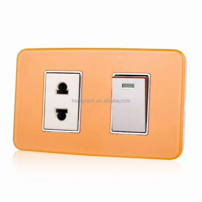 Electrical Socket Custom 118 Tempered Glass Plug Socket Orange and Yellow Light Switch Plates Glass Panel Socket
