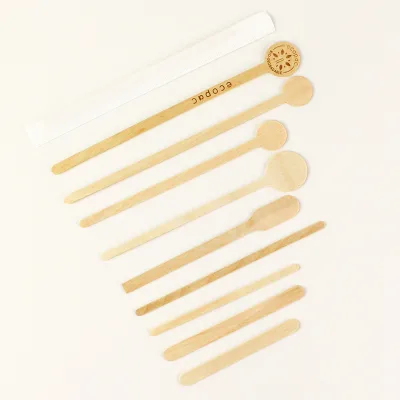 Eco-Friendly 110mm 140mm Wooden Coffee Stirrers Individual Paper Wrapping CE Certified Sustainable Bohemian Style Custom Logo