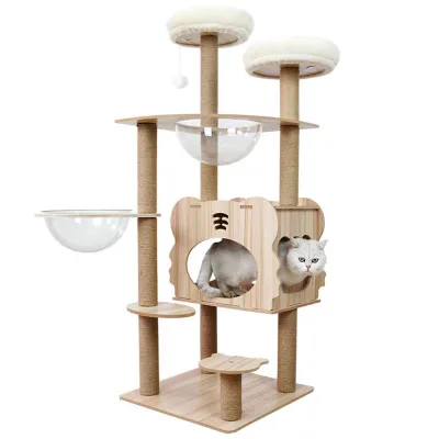 Newly Designed Cat Climbing Frame Rattan Jumping Platform Large Villa Style Cat Climbing Frame