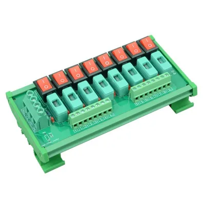 8 Channels DIN Rail Mount DC5-64V Power Distribution Switch Module with Fuse Splitter Board Terminal Block for Power Protection
