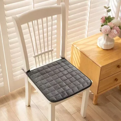Soft Plush Dining Chair Cushion with Ties Warm Winter Fuzzy Seat Pad for Kitchen Restaurant Home Non-slip Stool Chair Padding