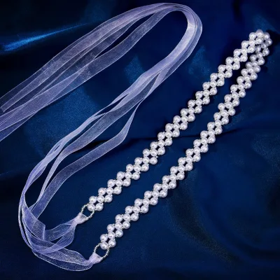 Exquisite Handmade Bead Bridal Belt Elegant Wedding Dress Waist Accessories Fashion Imitation Pearl Belt Accessories