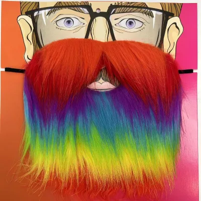 Pride Rainbow Beards,Funny Pride Rainbow Mustaches Self Adhesive for LGBTQ Party ,  Halloween Party Supplies