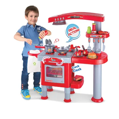 Brand New Cute Kitchen Set Cooking Play Toy Plastic Color BOX Red Brand New Kitchen Set Toy with Light and Sound in High Quality