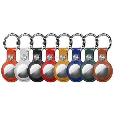 For Airtag Protective Case for -Shockproof Waterproof Sandproof Mobile Phone Case PU Leather Key Ring Anti-loss Tracker