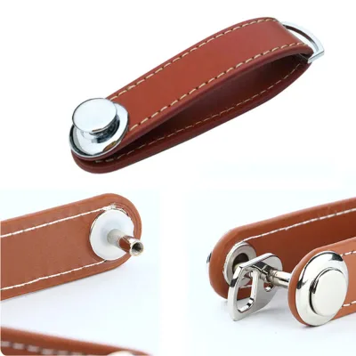Custom Logo Leather Organizer, With Gift Box Men Women Car Charm Metal Personalized Blank PU Leather Keychain