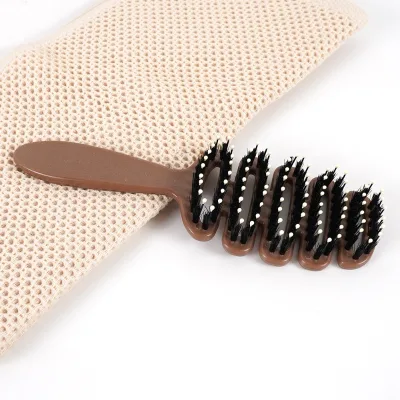 Cute Ionic Hair Comb Massage Plastic with Wave Teeth & Hollow Out Design Custom Logo Paddle Detangling Brush and Comb Set