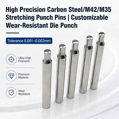 High Precision Carbon Steel/M42/M35 Stretching Punch Pins | Customizable Wear-Resistant Die Punch Tolerance 0.001~0.002mm for