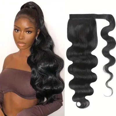 Long Curly Remy Brazilian Ponytail Human Hair Extensions for Black Women Micro-Link Clip-in No Tangle No Shedding
