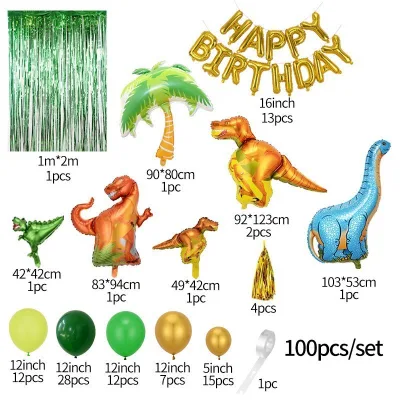 Eco-Friendly Dinosaur Foil Balloons Theme Birthday Party Decoration Cartoon Animal Helium Globos