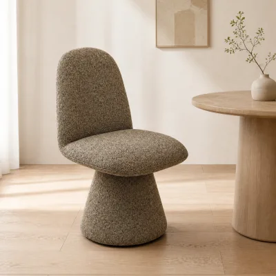 DM Armless Upholstered Dining Chair with 360 Degree Swivel Metal Frame for Home and Restaurant
