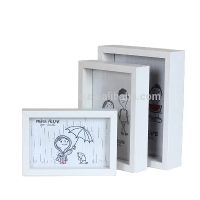 3D White Lover Wedding Photo Frame Set-2 Way Display Wooden Box Glass Material for Gifts and Photos
