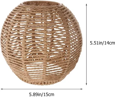 Handmade Asian Wicker Rattan Paper Rope Lampshade Ball Shape Indoor Pendant Light Cover with Eco-Friendly Design