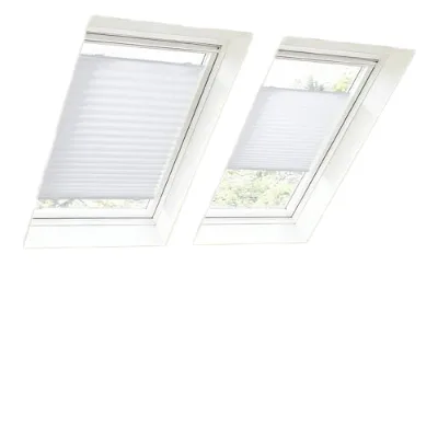 Pleated Roller Blind 75x120cm Milky White Suction Cups Installation Drilling Skylight Use Blackout Sun Protection