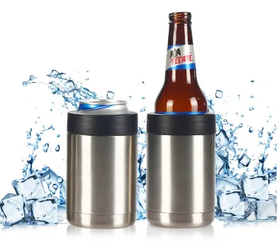 Factory Price 12oz Food grade stainless steel double wall beer can Cooler Insulated Metal beer bottle cooler holder