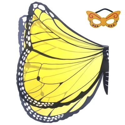 Kids Girls Butterfly Wings Halloween Costume Spandex Cape Cloak Suits for Dancewear