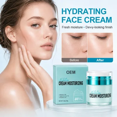 White Label 48H Moisturizing Face Cream With Hyaluronic Acid Panthenol Allantion Organic Vegan Moisture Cream for Dry Skin