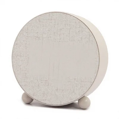 LED Clock Fabric Texture Round Minimalist Style Living Room Electronic Digital Alarm Clock External Power Supply