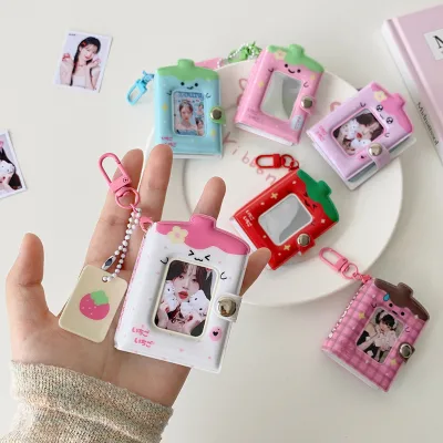 HECION Mini Photo Album Keychain Holds up to 32 Cards Photocard Binder 16 Pages 32 Pockets ID Photo Storage Book