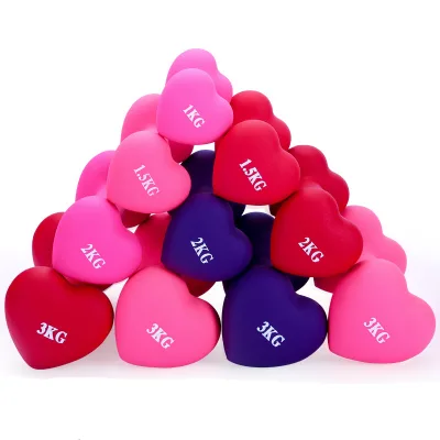 Hot Sale Vinyl or Neoprene Dumbbells Colorful Neoprene Heart Shaped Dumbbells