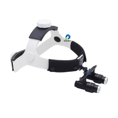 EUR VET Frame Type Galileo Loupe Precise Positioning Binocular Magnifier with High Illumination Headlamp for Hospital Clinic