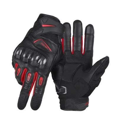 Breathable Carbon Fiber Motorcycle Gloves Windproof and Touch Screen Compatible for All Four Seasons Riding