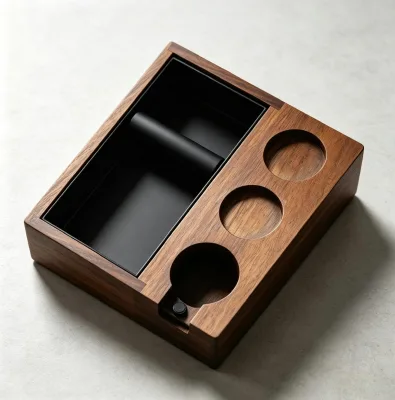 Solid Wood Coffee Knock Box Tamping Station for 51mm 54mm 58mm Portafilters Espresso Accessories Holder