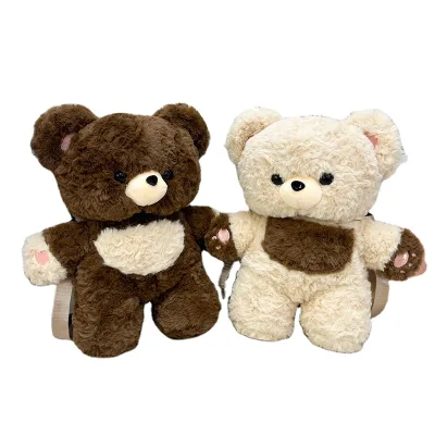 New Plush Backpack with PP Cotton Filling Large Capacity Cute Cartoon Bear Design Unisex Style for All Ages