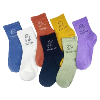 Customised Lovely Korean Style Socks Women Cute Cotton Socks With Cartoon Character