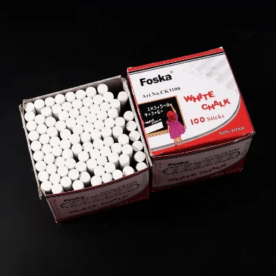 Foska Round Style White Bulk 100pcs Outdoor Art Non Toxic Washable Street Chalk for Adults Drawing Painting Graffiti Classroom