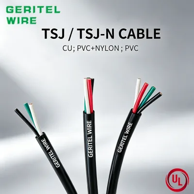 GERITEL WIRE Factory Price UL62/UL83 Standard 600V Copper Stranded PVC+Nylon Insulation PVC Sheath TSJ Cable 2x12awg 3x12awg