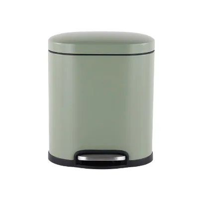 New Design Oval Shape 5L Trash Bin Bathroom Waste Bin Green Soft Close Dust Bin Will Full-sealed Base