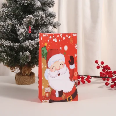 Eco Tote Christmas Paper Bags Colorful Printed Stocking Design Plastic Manual Power ODM Customizable for Festivals and Gifts