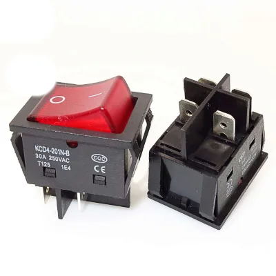 Daiertek KCD4-201N-B 30A Rocker Switch with Light Indicator 16A Push Button Power Switch 250Vac KCD4 Series