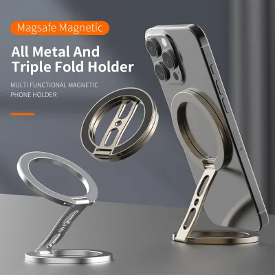 Dual-Sided Magnetic Portable Multi-Function Phone Ring Holder 360° Rotating Desktop Stand Compatible with Multiple Phone Models
