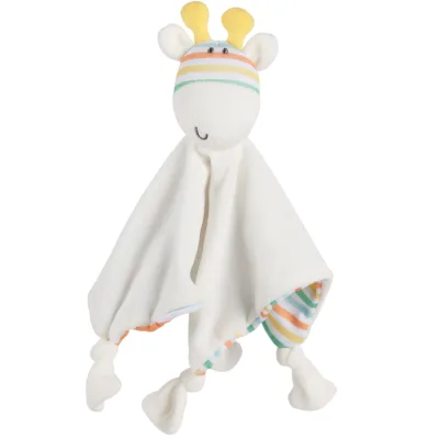 Baby Sleep Snuggle Blanket Giraffe Animal Head Soft Toy Comforter Polyester Unisex 25x25cm ASTM Certified