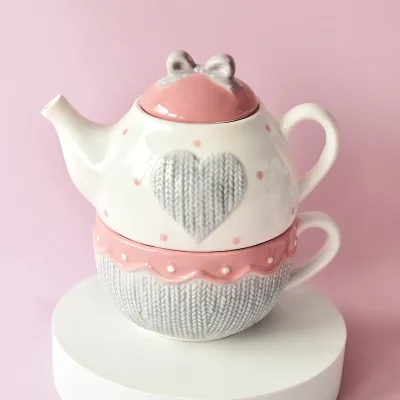 Custom Logo Wholesale Custom Teapots Candy Colors Ceramic Teapot Stoneware Tea Pot Stainless Steel Lid
