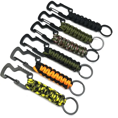 Paracord Keychain with Carabiner Clips,Survival Keychain Lanyard with Bottle Opener for Outdoor Camping Hiking