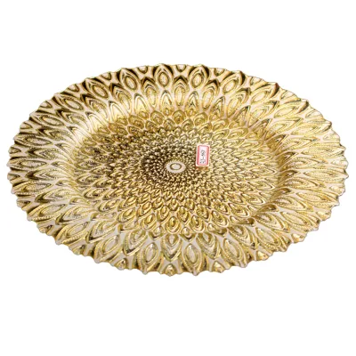 Charger Plates Gold Glass,Decorative Circle Glass Plate