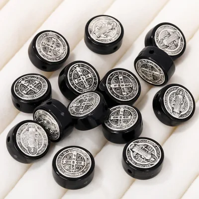 Catholic Religious Alloy Metal Cross Saint Benedict Loose Beads for DIY Religious Jewelry Making
