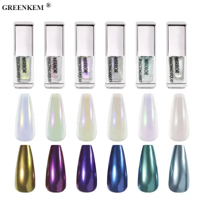 6 Colors Metallic Mermaid Liquid Mirror Nail Powder Pigment for Nail Art Gel Polish Manicure Nail Art Auroras Mirror Powder