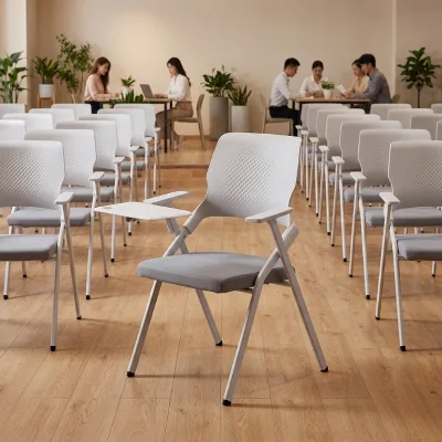 Metal Training Chair for School Home Office & Hospital Use-Mesh Office Conference Chair with Foldable Design and Modern Style