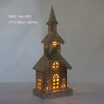 Wooden Christmas House with LED Lights Mini Lighted Village House for Holiday Display